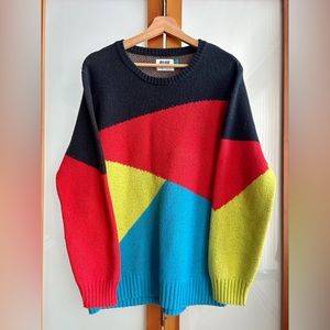 Retro colorblock crew neck sweater